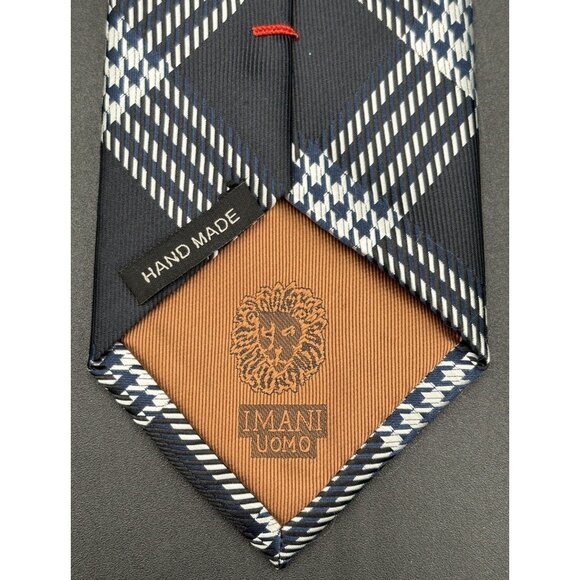 Elegant Imani Uomo Men’s Repp Tie 63.75" Black Silver Stripe Business Formal EUC - Picture 4 of 6